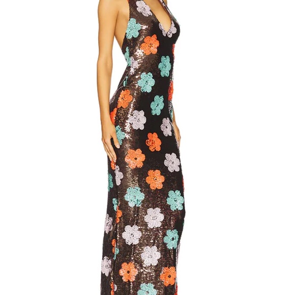 Floral Sequin Halter Dress - Picture 2 of 3